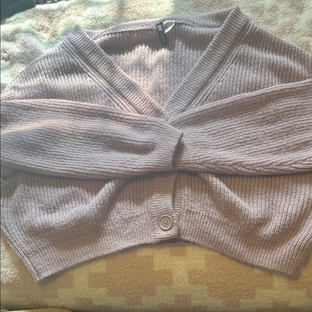 H&M Purple Cardigan Ribbed Knit Sweater
